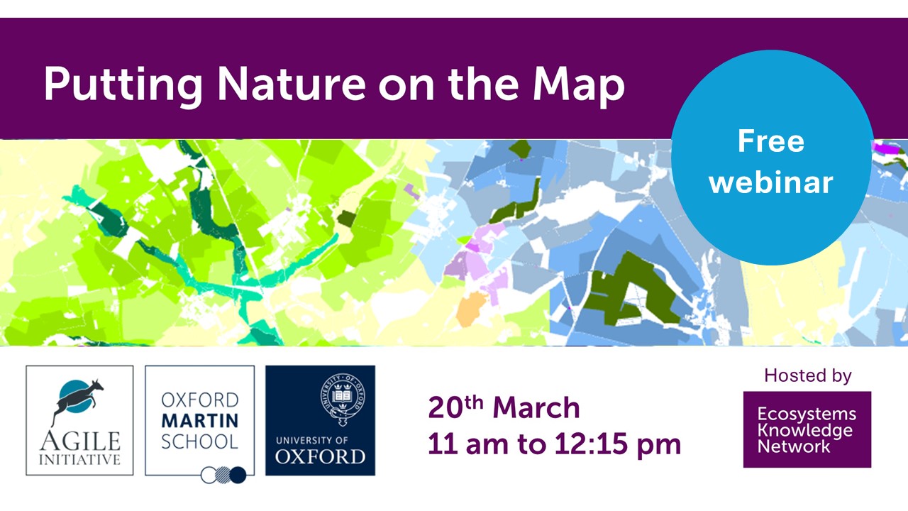 Advert for a webinar, featuring an extract from one of the Agile maps of nature recovery opportunities